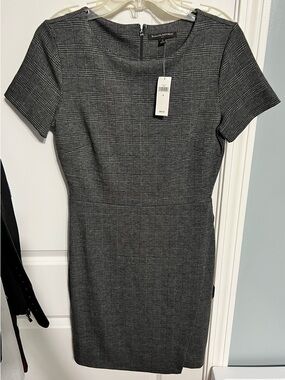 Banana Republic Gray Plaid Midi Sheath Dress